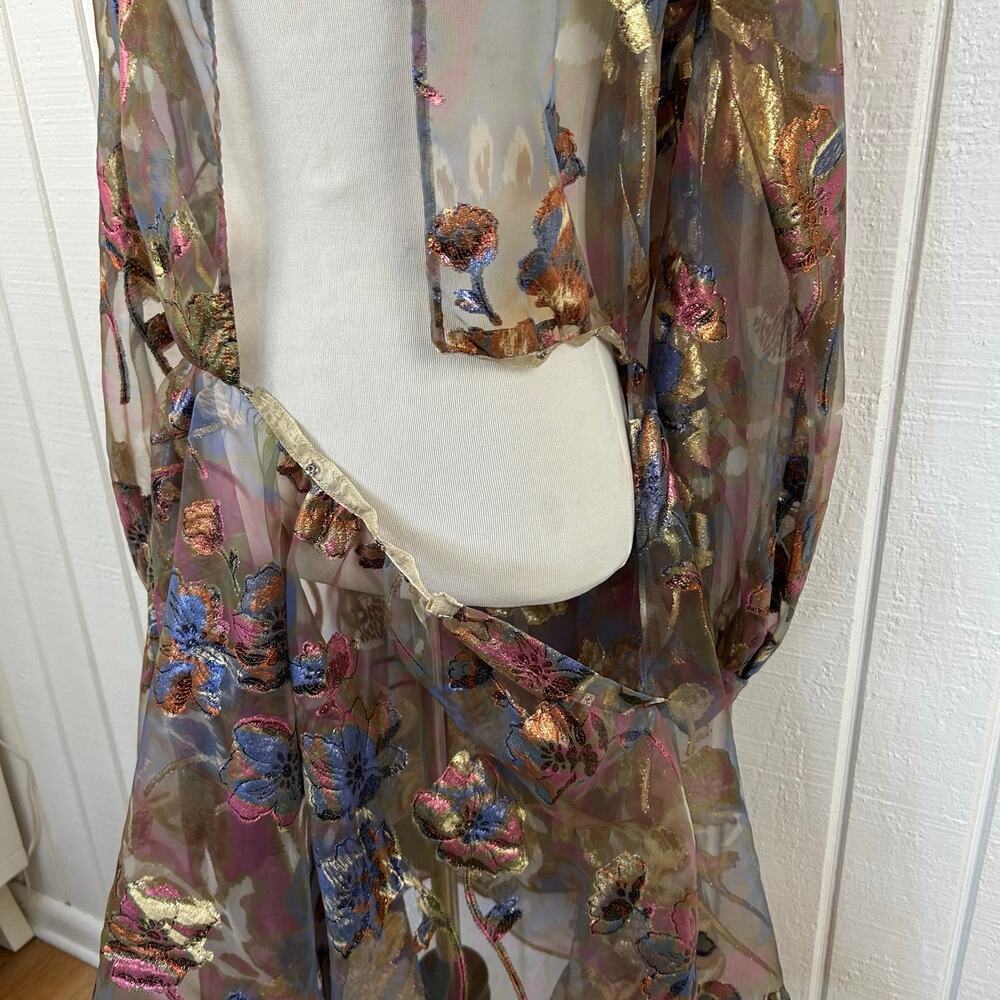 Vintage Victor Costa Organza Floral Coat Dress Designer Evening Formal Size 8 - Picture 13 of 13